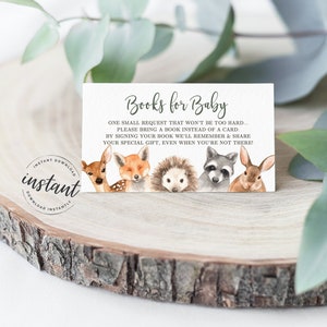 Woodland Book Request card, Woodland Baby Shower, Books for Baby, Woodland Animals, Book Request Card, Bring a Book, 59