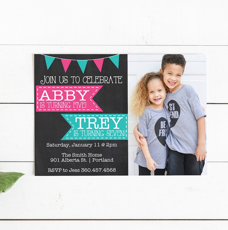Joint Birthday Party Invitation Twin Birthday Invitation Boy Etsy