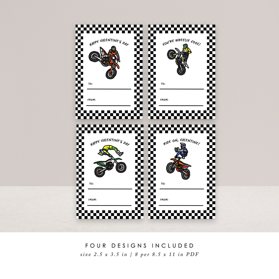 Motocross Valentine, Kids Valentine, Printable Valentine, Boys ...
