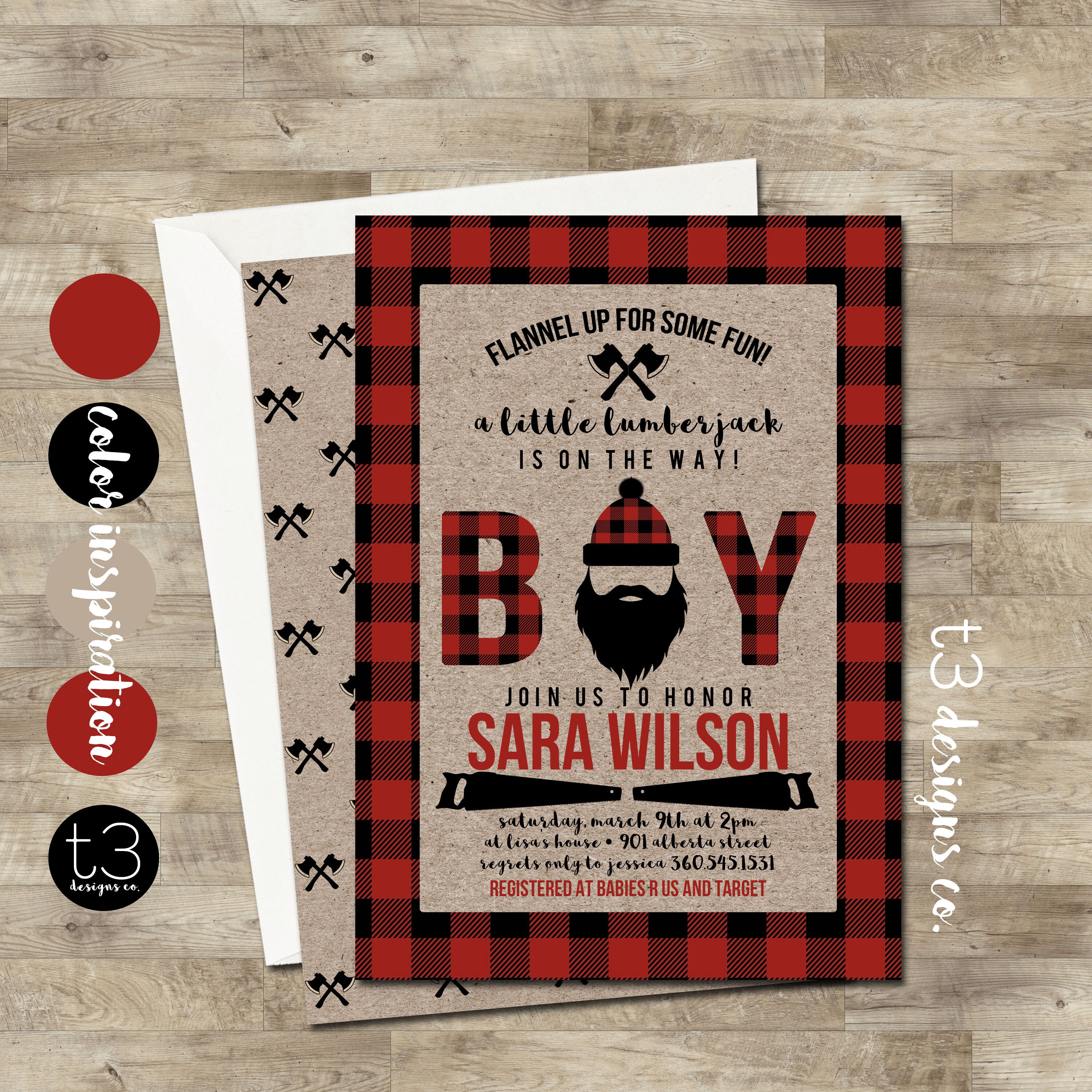 Buffalo Plaid Baby Shower Invitation Lumberjack Baby Shower