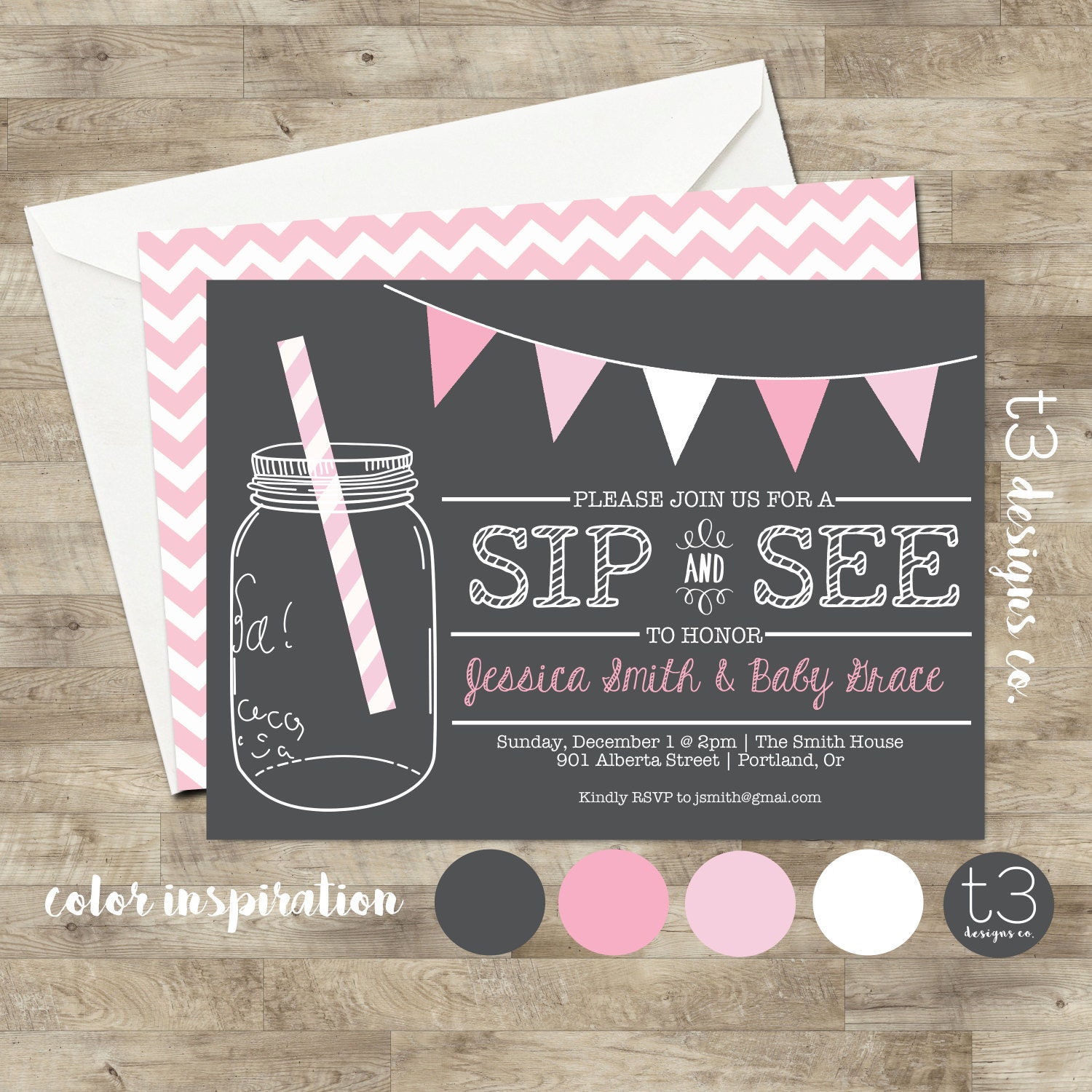 Sip and See Invitation BABY SHOWER invitation baby girl Etsy