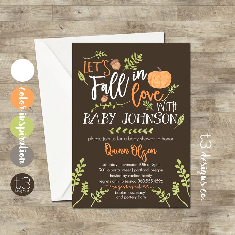 Girl Fall Baby Shower Invitation girl baby shower invite Etsy