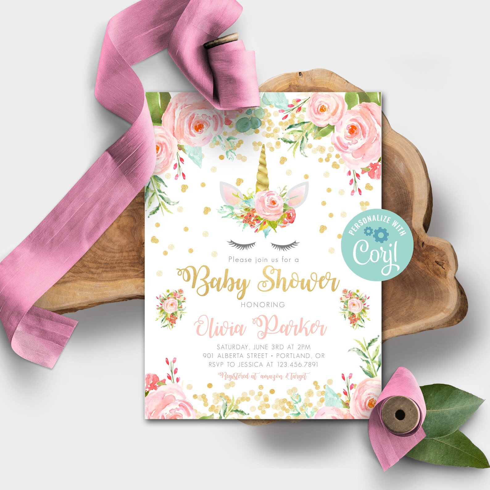 Unicorn Baby Shower Invitation girl baby shower invitation Etsy