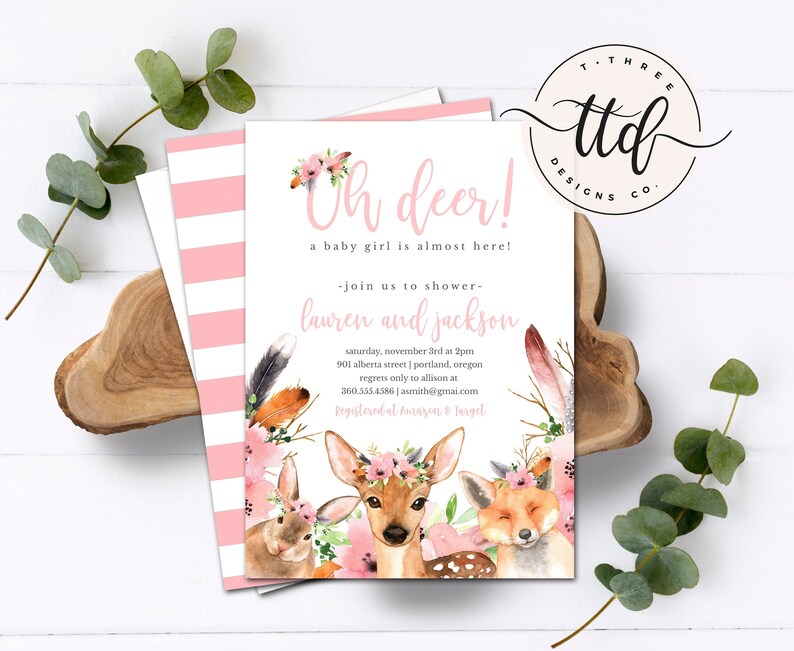 Woodland Baby Shower Invite Woodland Animals Invite Baby Etsy