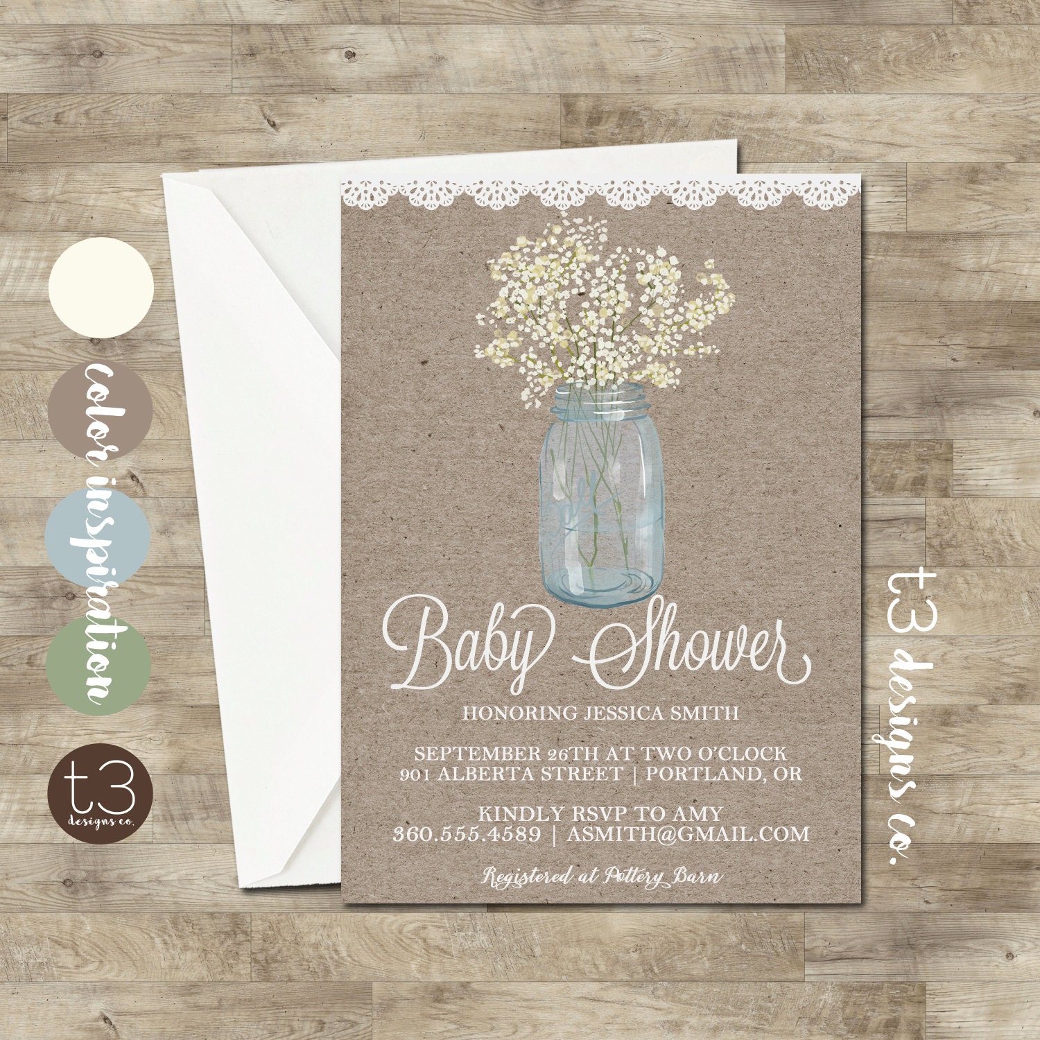 Country Baby Shower Invitation Rustic Baby Shower Invite Mason Jar Country Baby Shower Invitation Rustic Baby Shower Invite Mason Jar