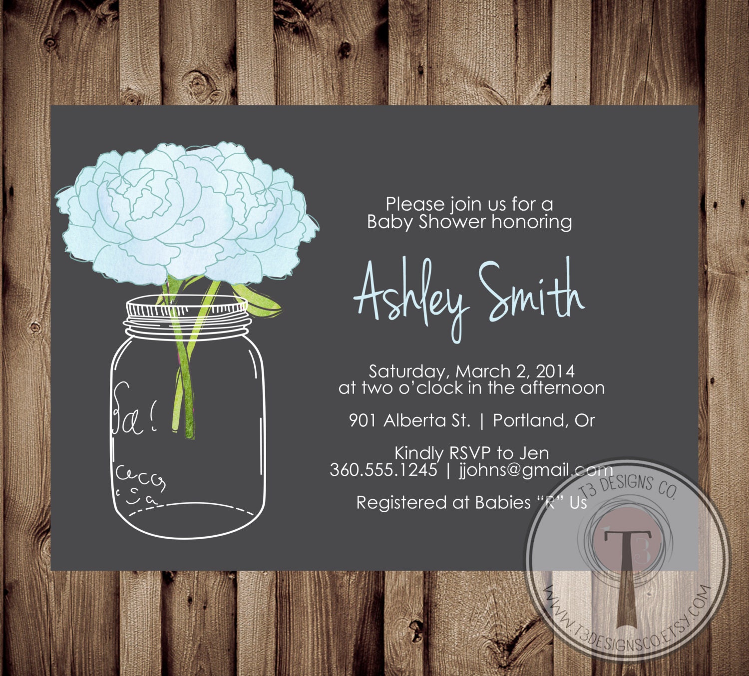 Baby Boy Or Girl Baby Shower Invitation Baby Shower Invite Mason