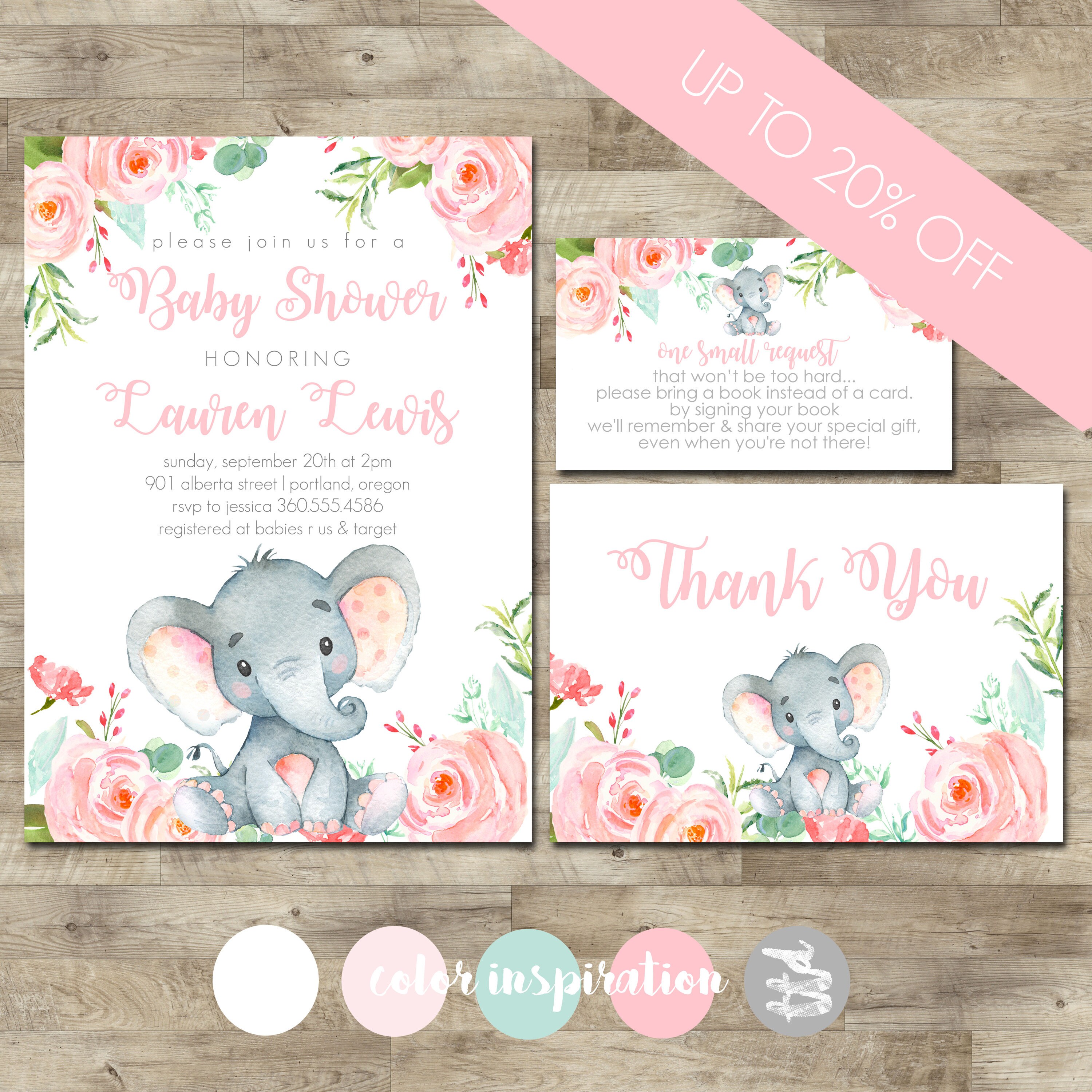 Girl Elephant Baby Shower Package Elephant Safari Baby Shower Il Fullxfull Girl Elephant Baby Shower Package