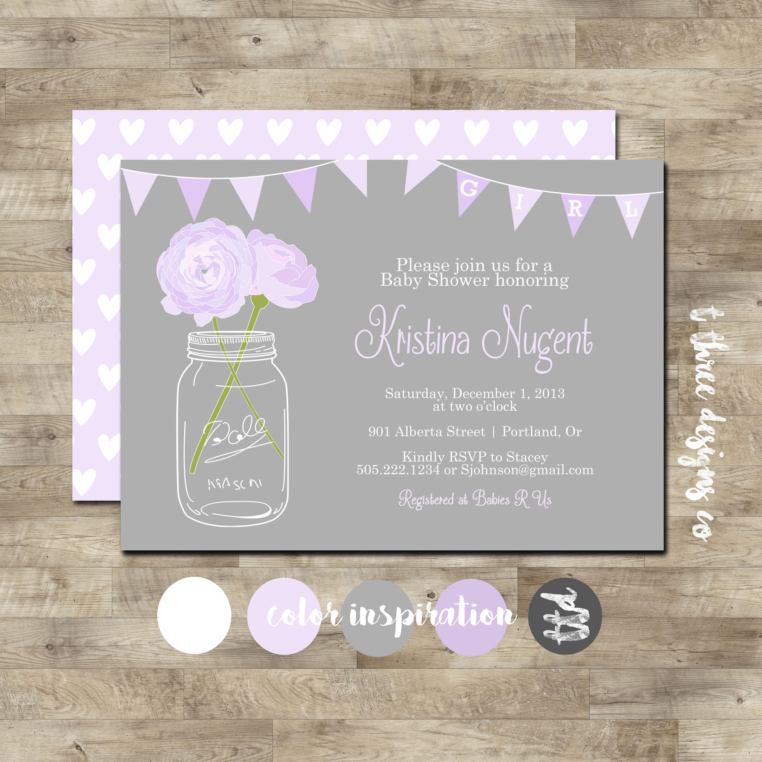 Baby Girl Baby Shower Invitation Baby Shower Invite Mason Jar