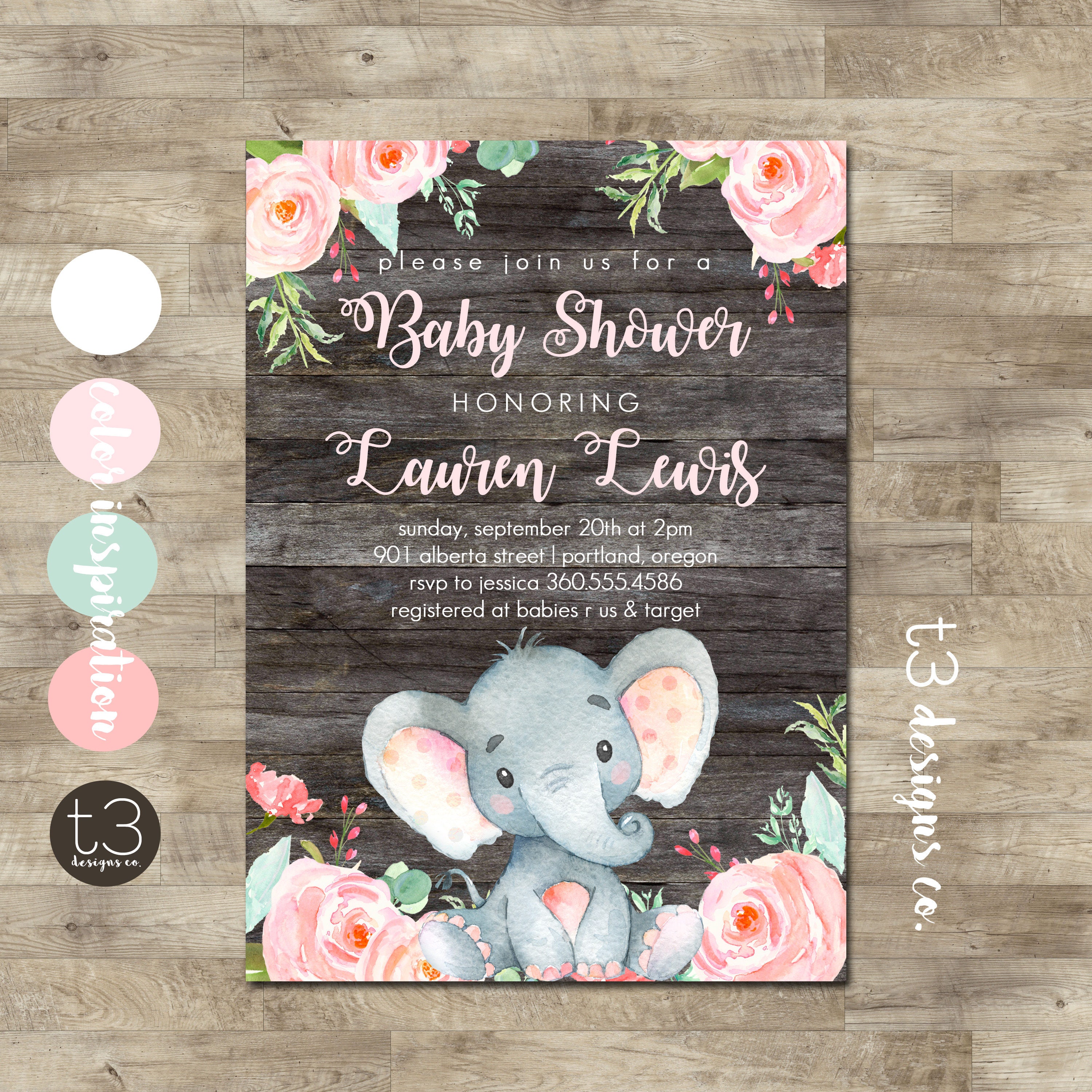 Baby Shower Invitations For Girls Elephants 9