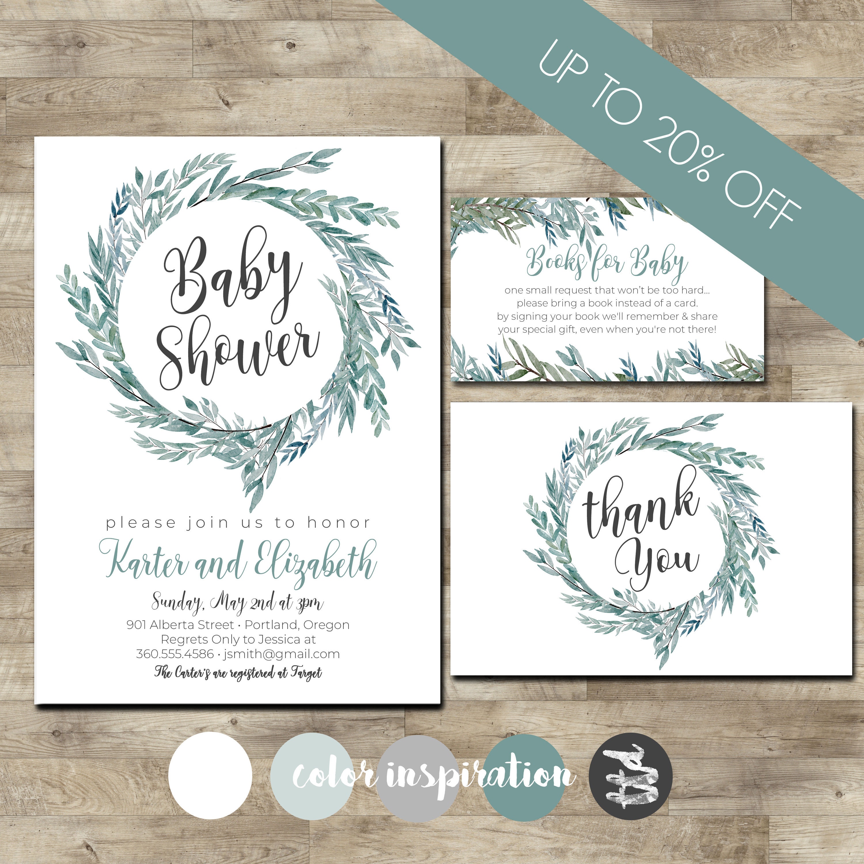 Greenery Baby Shower Package Gender Neutral Baby Shower Invite Greenery Baby Shower Package Gender Neutral Baby Shower Invite