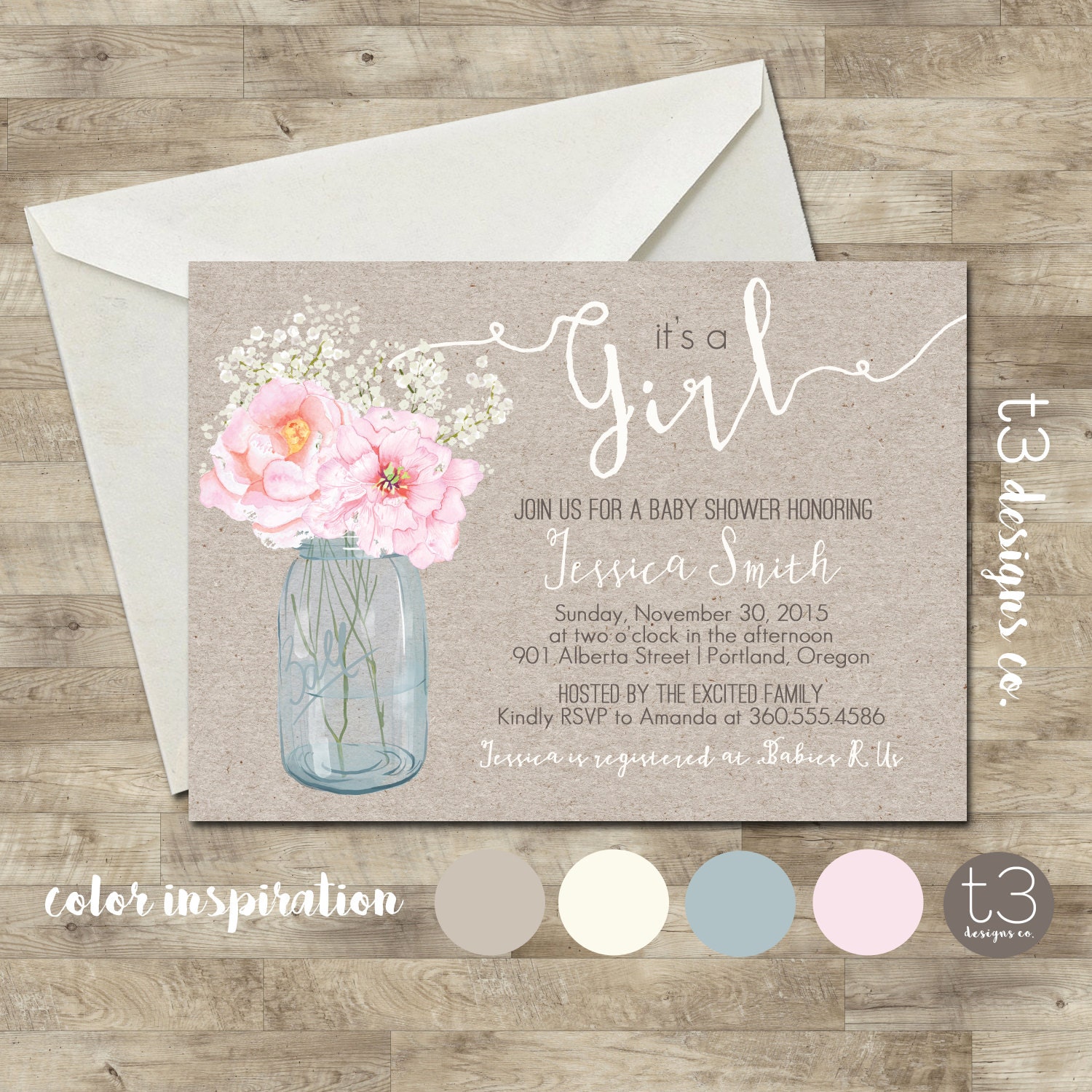 Country Girl Baby Shower Invitation rustic baby shower Etsy