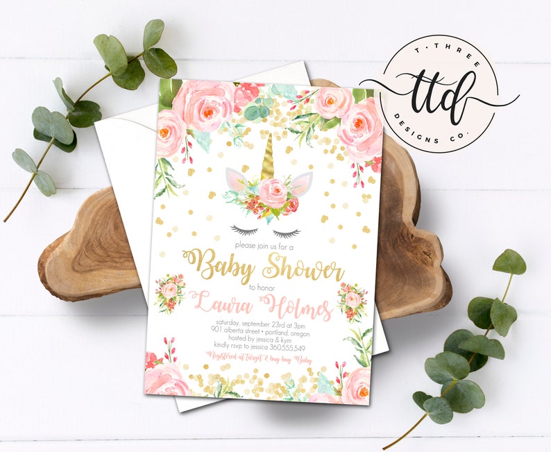Unicorn Baby Shower Invitation girl baby shower invitation Etsy