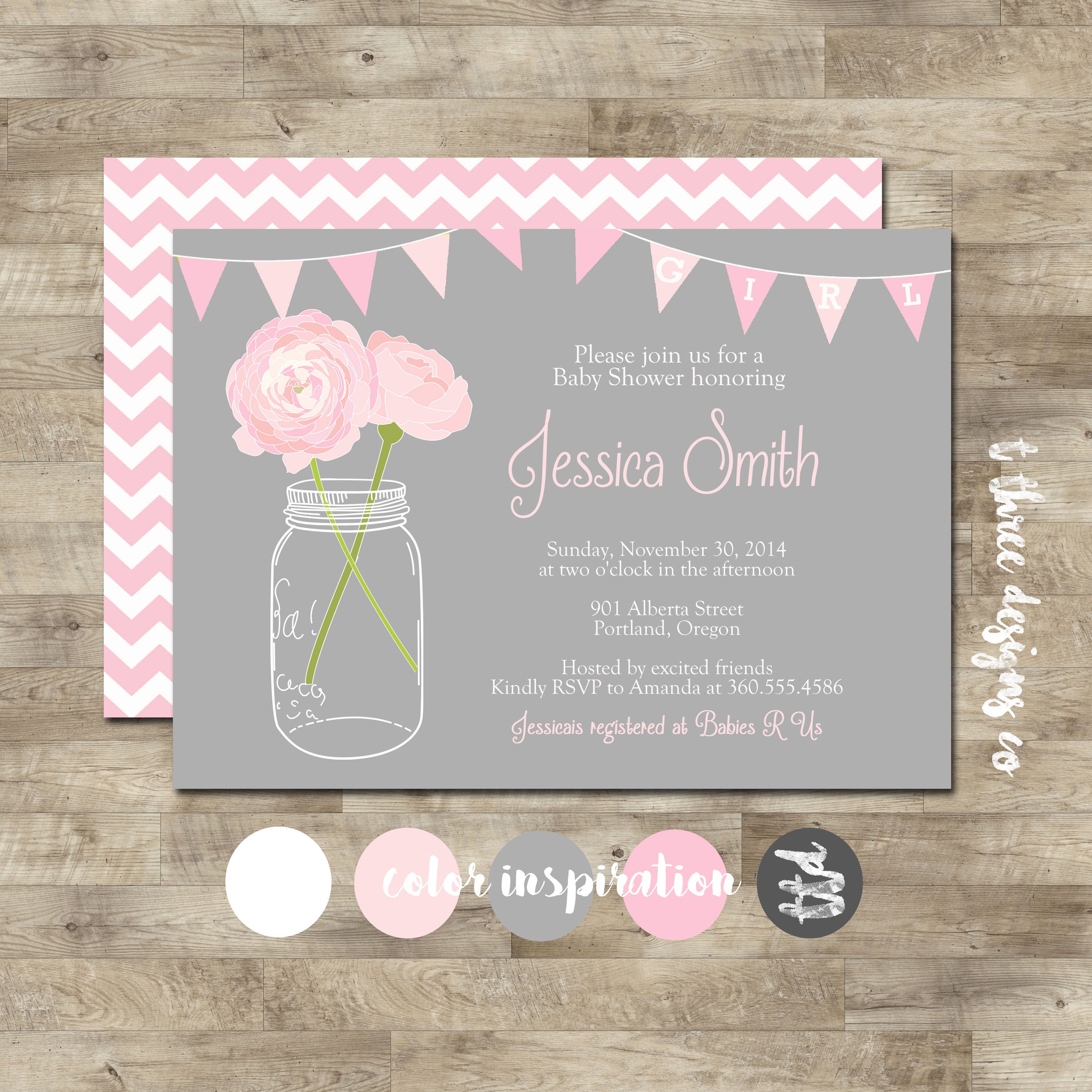 BABY GIRL Baby Shower Invitation baby shower invite pink Etsy