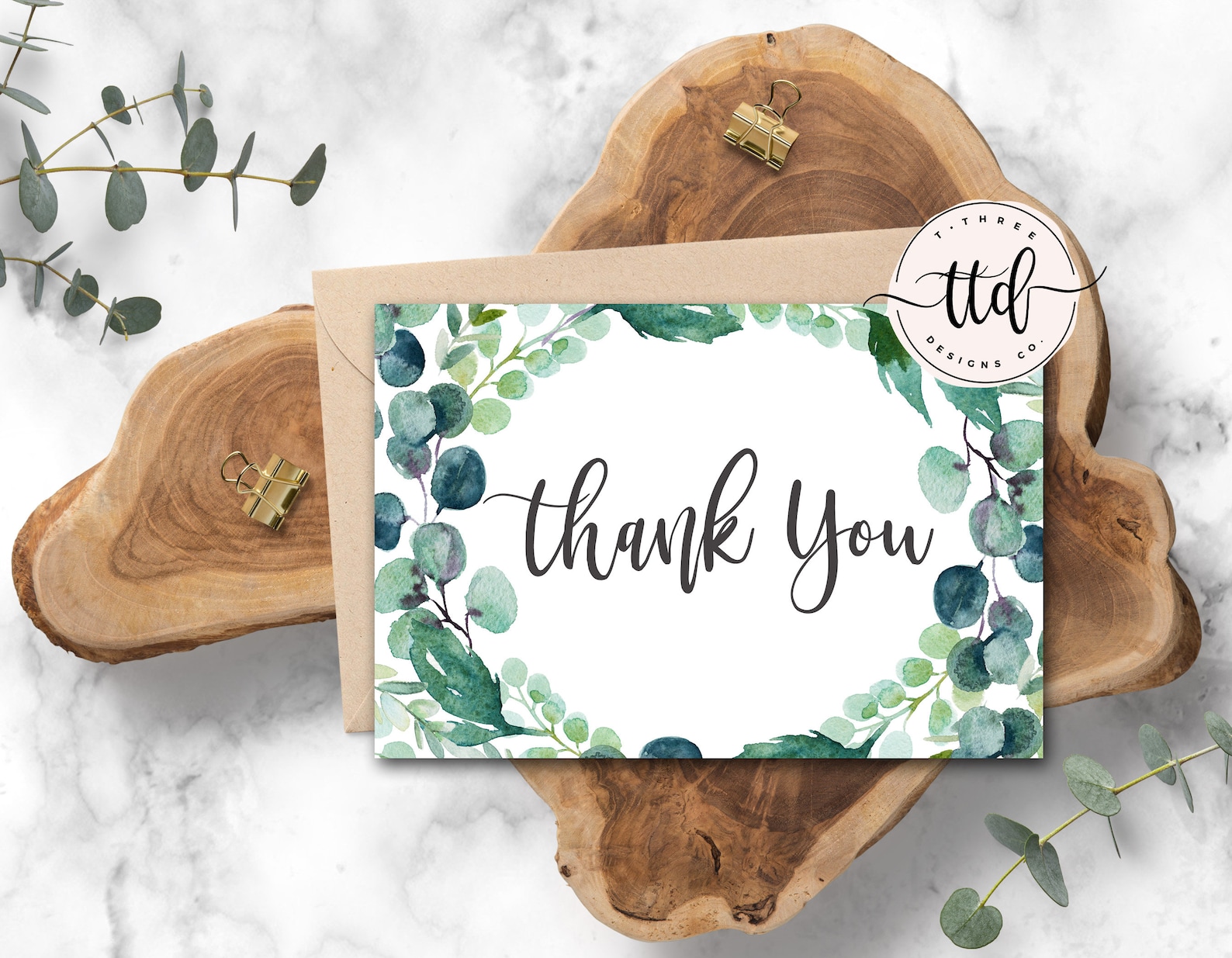 Greenery Thank You Card Thank You Card Greenery Baby Shower Etsy