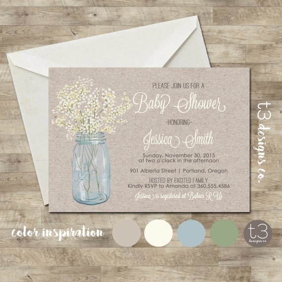 Country Baby Shower Invitation Rustic Invite Image 0