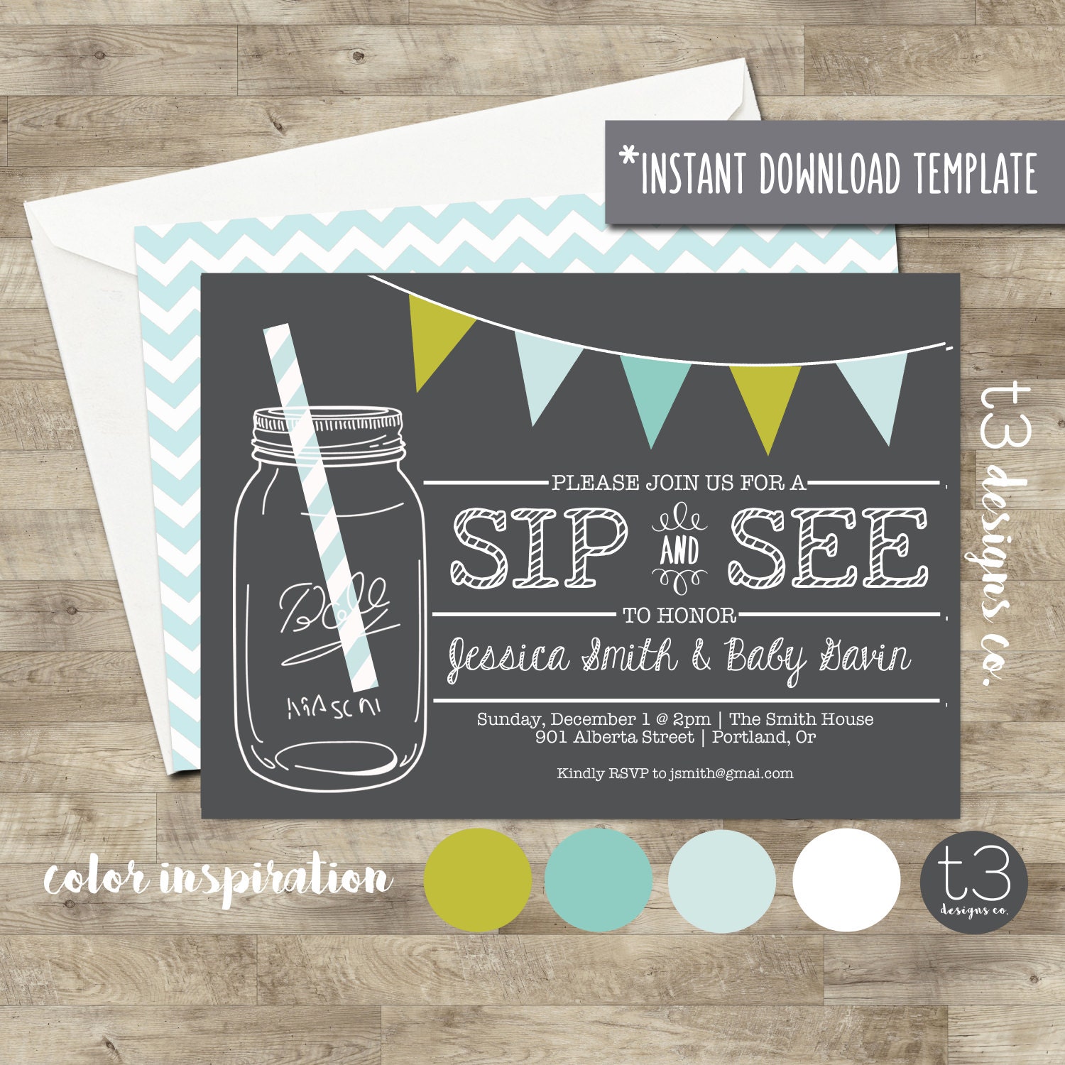 Digital Download Sip and See Invitation BABY SHOWER Etsy