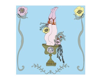 Plakat surrealistyczny „Dama w kielichu” | Plakat artystyczny, botaniczna ilustracja vintage
