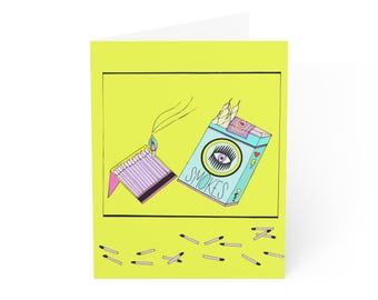 Połączenie stworzone w chaosie | Surrealistyczna ilustracja pudełka zapałek | Fantazyjna karta artystyczna