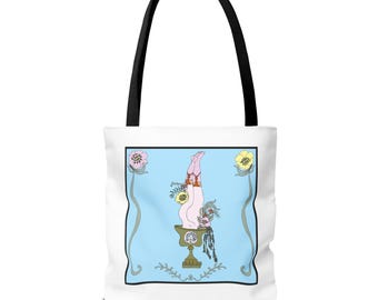 Surrealistyczna torba z kwiatowym wzorem | Fantazyjna kobieca ilustracja artystyczna