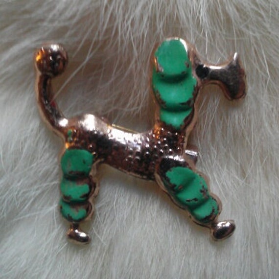 French Poodle Painted 40s Pin