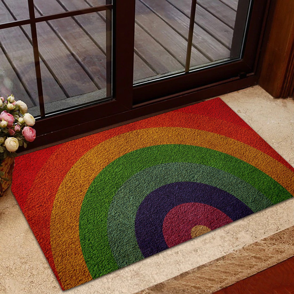 Rainbow Doormat Colorful Doormat Doormat Funny Etsy