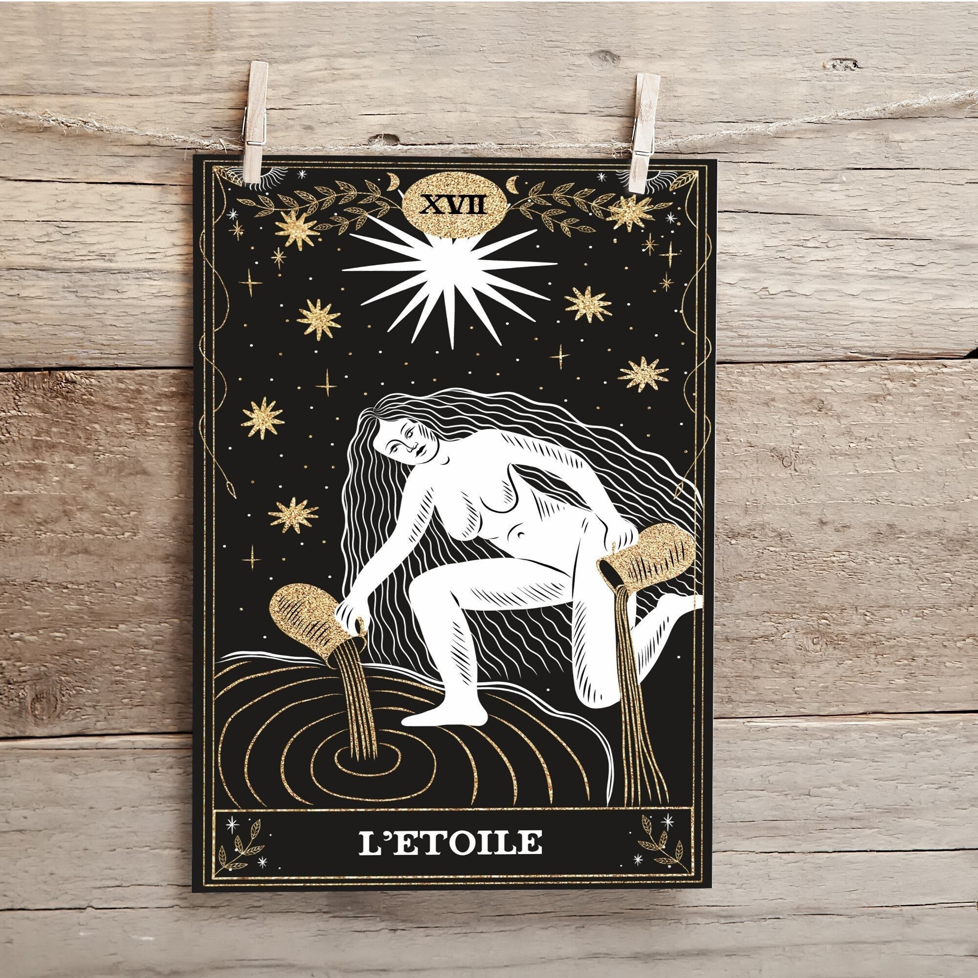 L'etoile, Affiche Minimaliste Carte de Tarot, Décoration Murale, Poster Tarot L'étoile