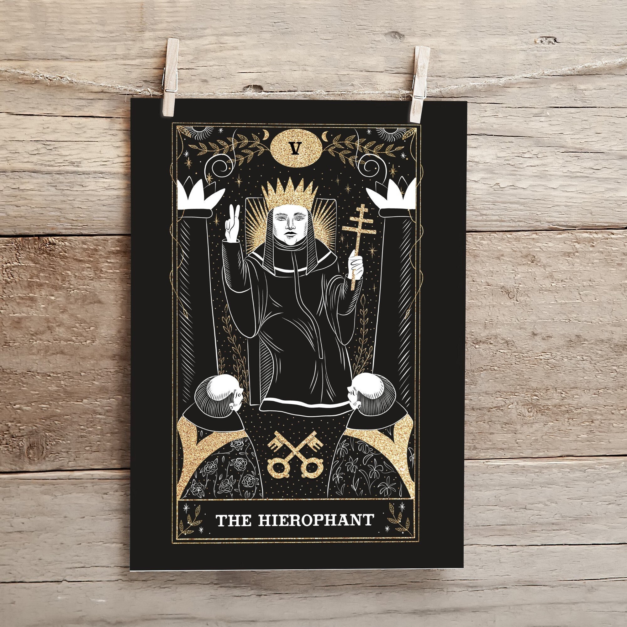 The Hierophant, Affiche Minimaliste Carte de Tarot, Décoration Murale, Poster Tarot Le Pape