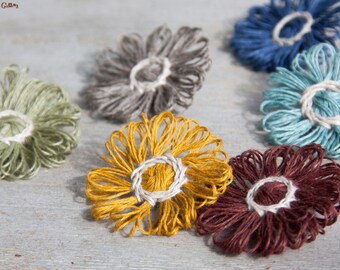 Flower brooch | linen pin | woad dye