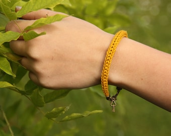 French knitted linen bracelet | natural linen | made in France