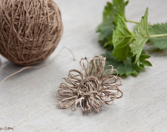 Nettle fiber brooch | flower | decoflor | natural fiber