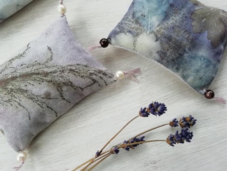 Mini lavander cushion handmade ecoprint image 1