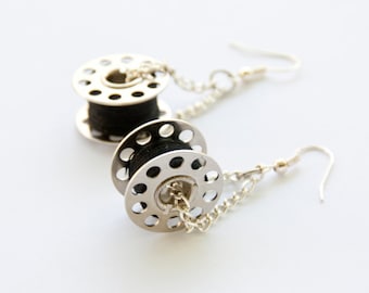 Needlewoman's earrings - black thread