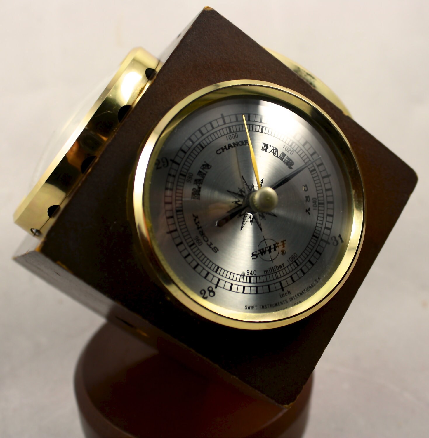 Vintage Swift Desk Barometer Temperature Humidity Wooden Cube Etsy