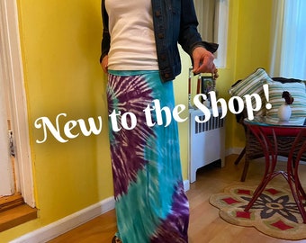 NEW TO SHOP, tie dye maxi skirt, fold over maxi skirt, tye dye clothing, summer skirt, beach wear, women's skirt