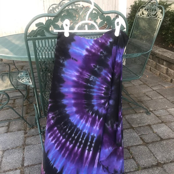 Tie dye skirt, midi skirt, comfortable clothing, lightweight skirt, beach, summer, hippie, grateful dead, festival skirt, asymmetrical skirt