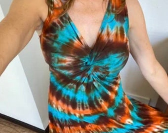 Tie dye summer festival dress, womens tie dye, tie dye dress for her, gift for mom, summer dress, tank dress, festival clothing