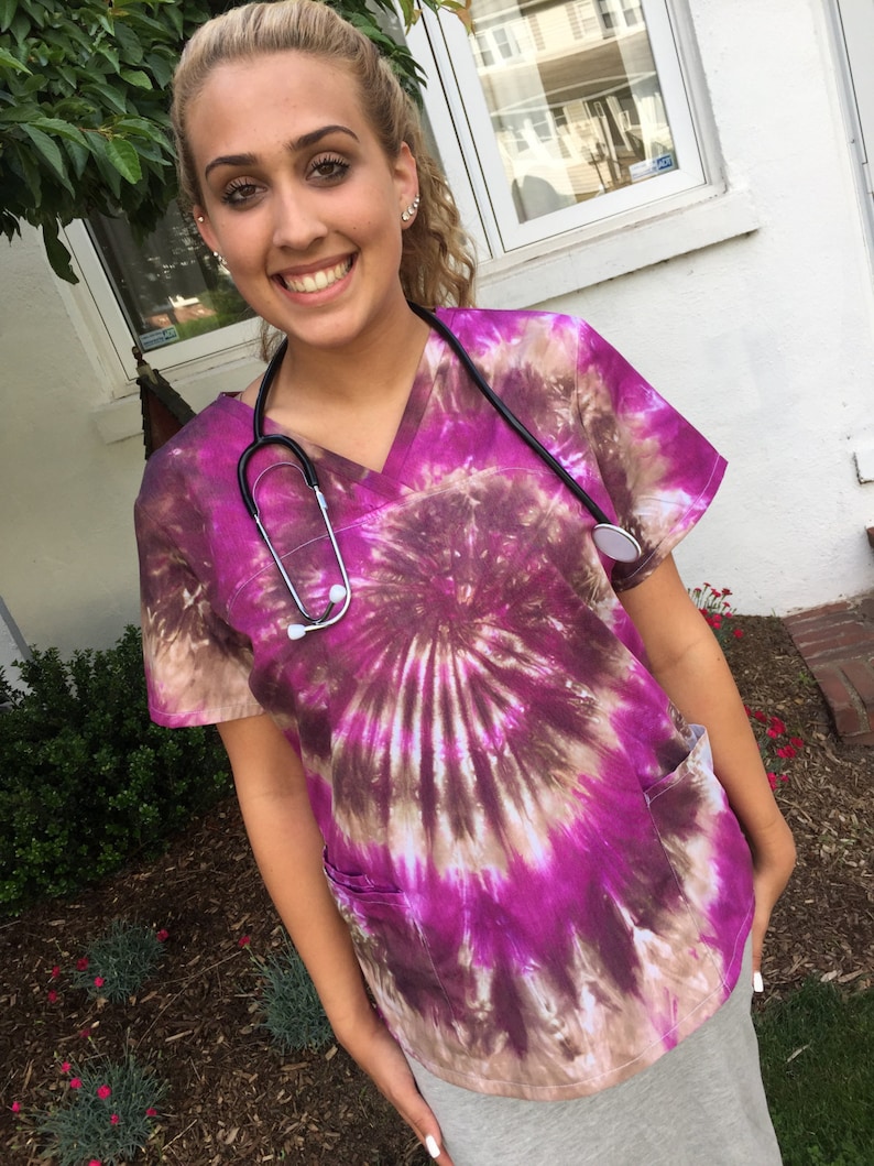 Dental Scrub Custom Tie Dye Scrub Top Hospital Uniform Fun Etsy
