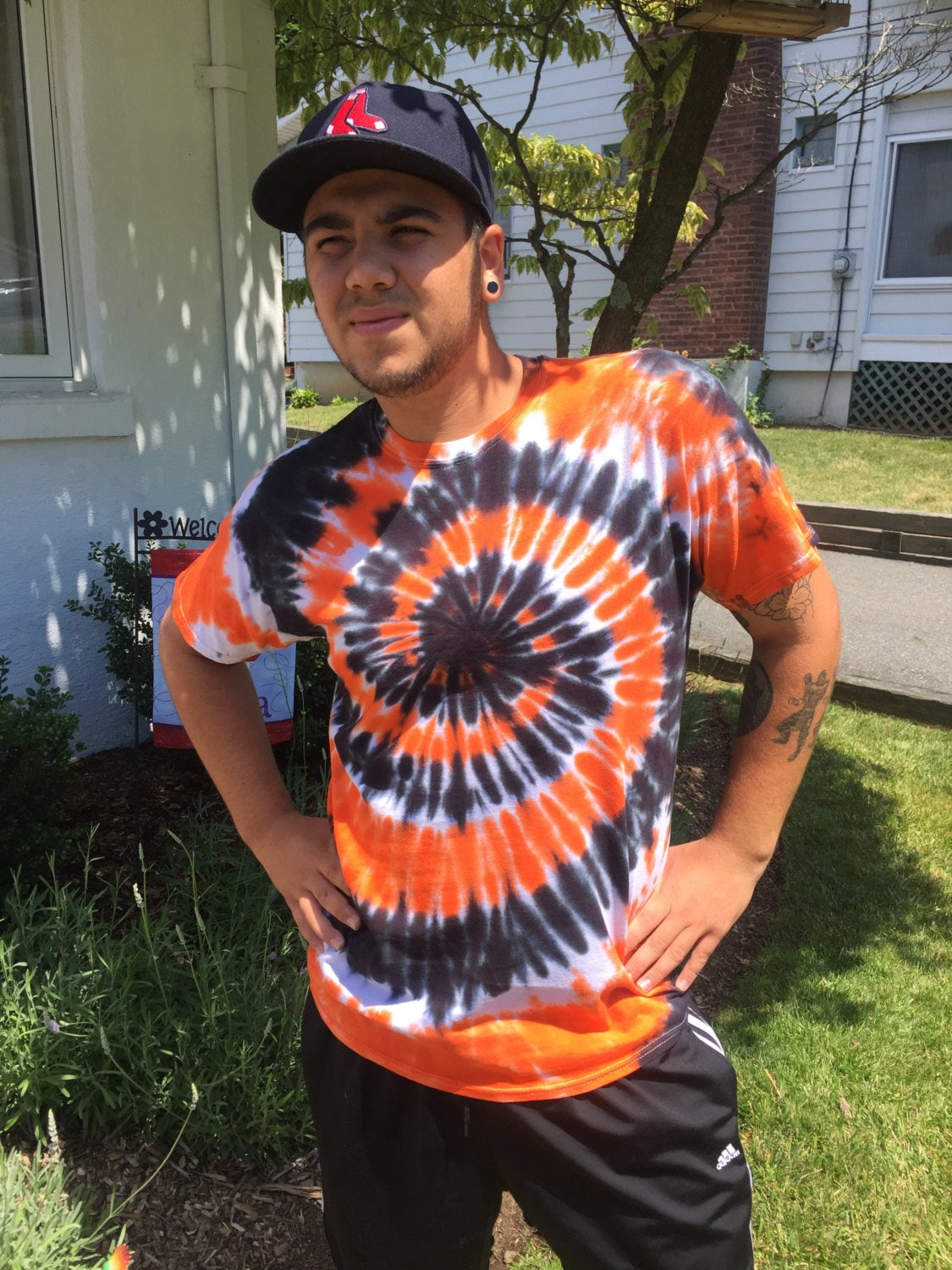 Orange black and white on sale shirt