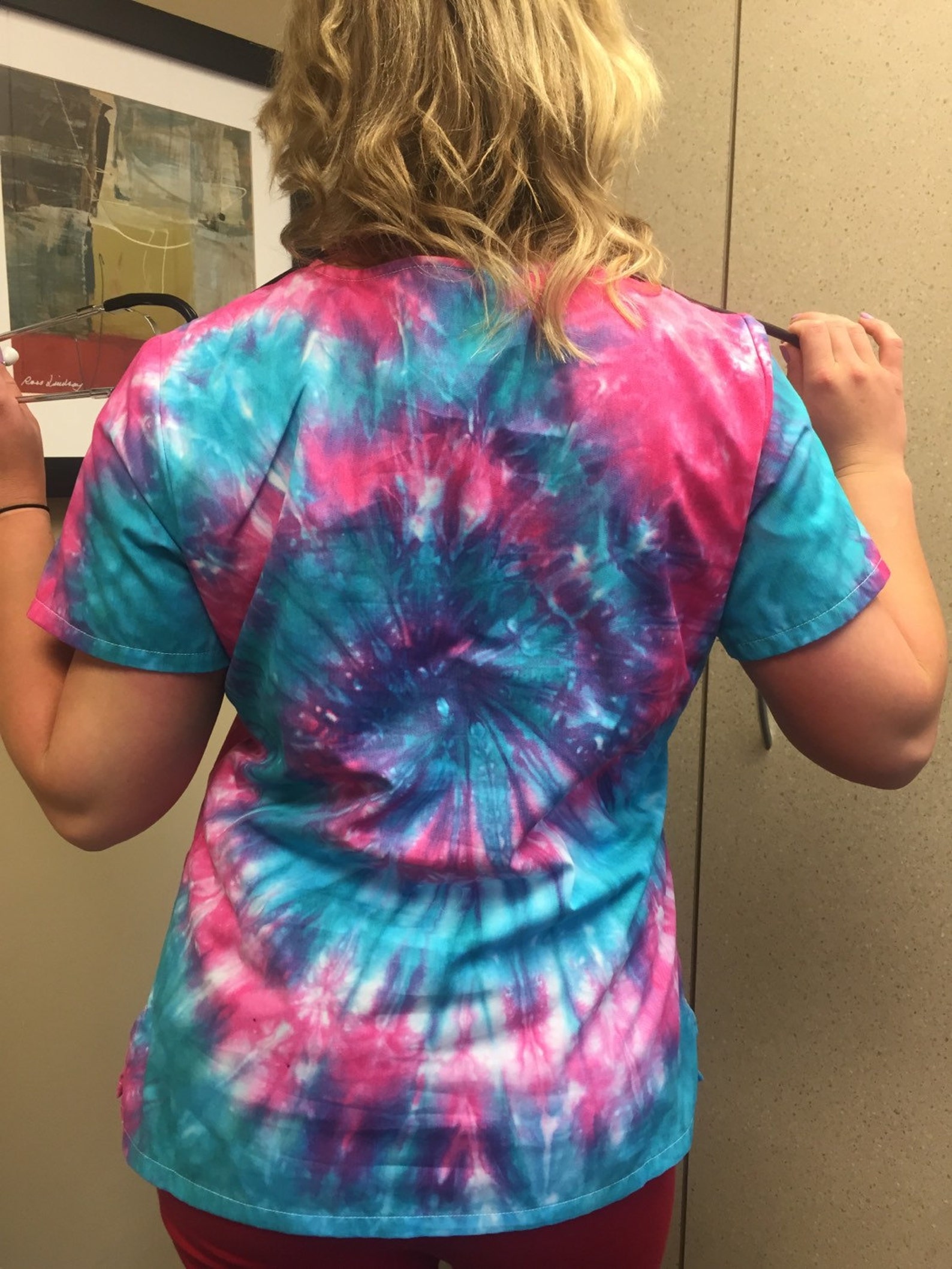 Pastel scrub top pediatric scrub tie dye scrub top festival Etsy