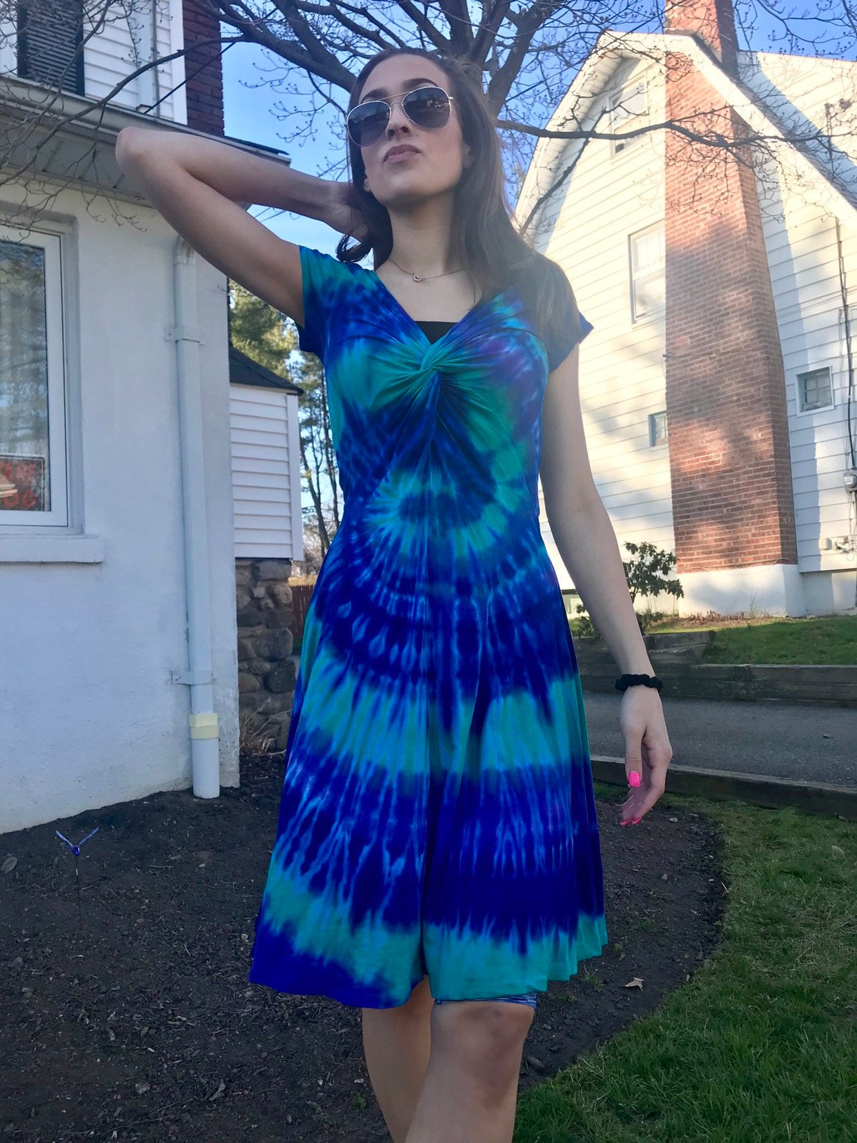 blue and purple tie dye dress Black & Purple Tie Dye Dress, Color DARK NIGHT