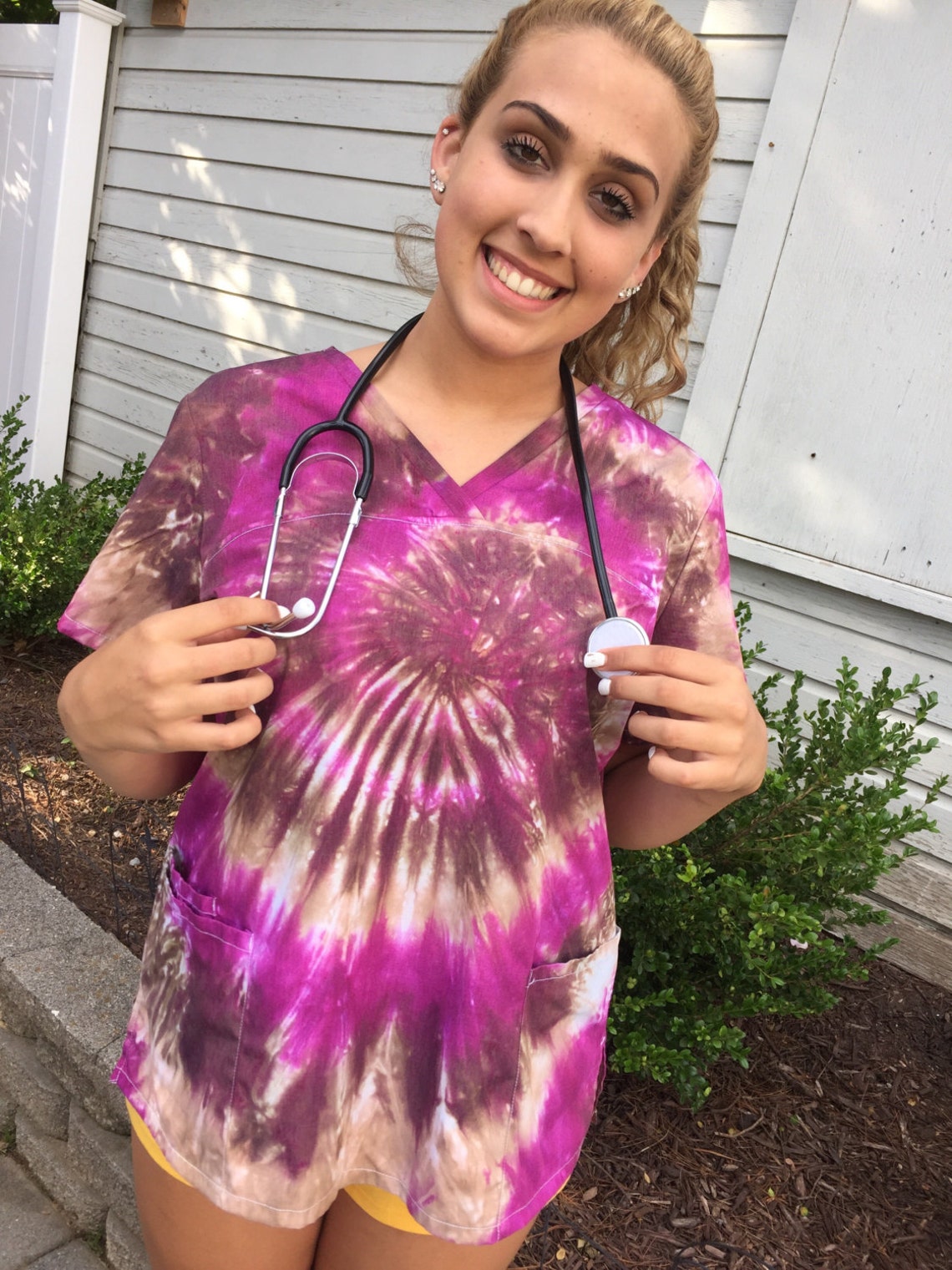 Dental Scrub Custom Tie Dye Scrub Top Hospital Uniform Fun Etsy