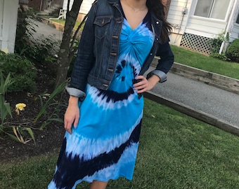 Tie dye sleeveless dress, plus size tye dye dress, vneck dress, gift for a friend, long tank dress, festival dress, long tie dye dress