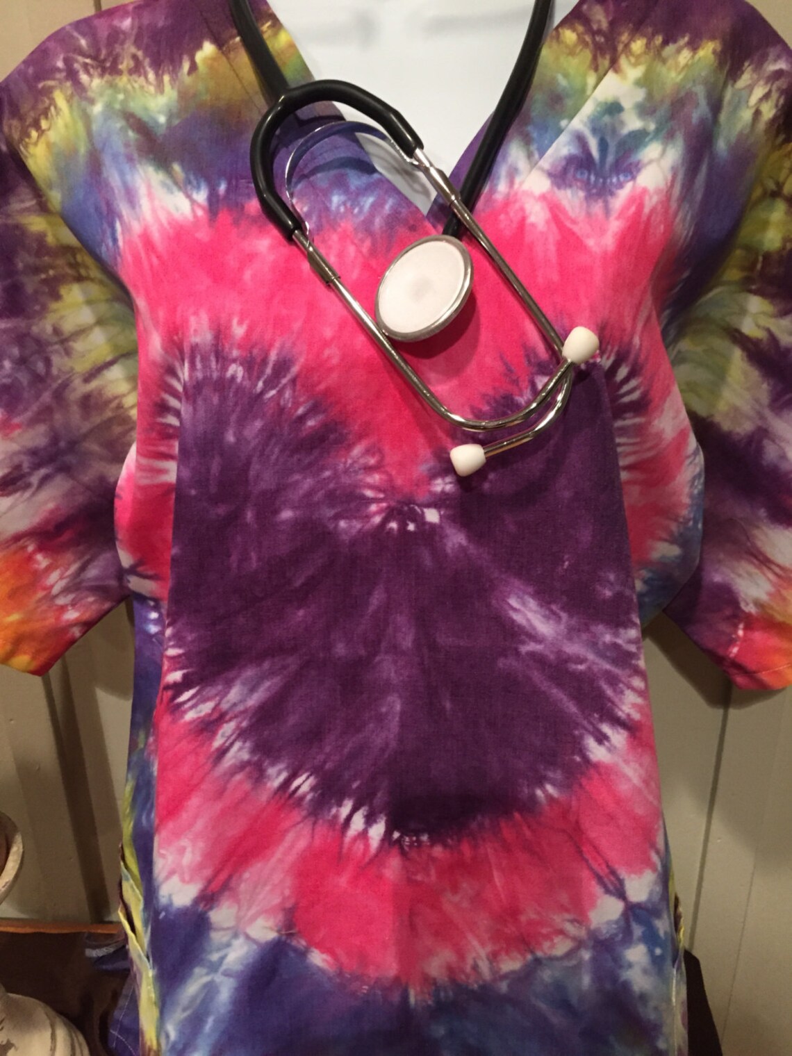 Nurse's Scrub Top Tie Dye Scrub Tye Dye Scrub Nurse Etsy