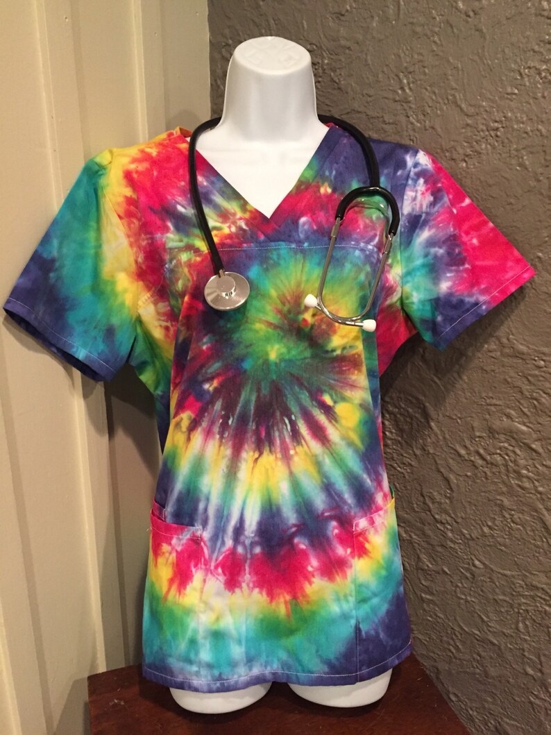 Nurse's scrub top tie dye scrub tye dye scrub nurse Etsy