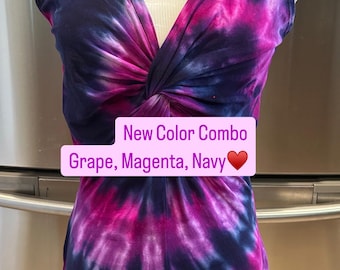 Tye dye dresses for women, cotton tye dye dress, purple tie dye dress, vneck dress for summer, sleeveless long dress, gifts for mom