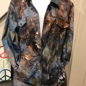 SIZE MEDIUM Ice dyed jacket, cotton coat, button down jacket, ladies, festival, tie dye, hippie, boho, festival wear