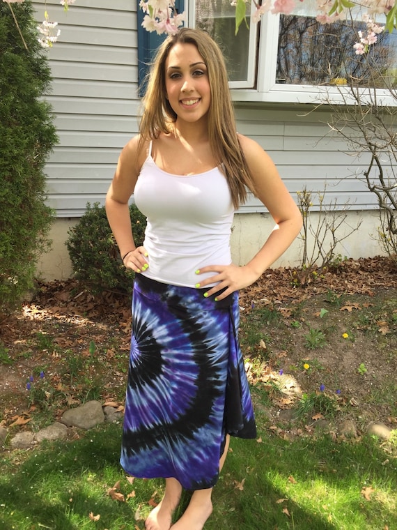 Teenager Woman Custom Tie Dye Skirt Festival Fashion Grateful Dead Attire Pull on Skirt Vacation Skirt Summer Etsy