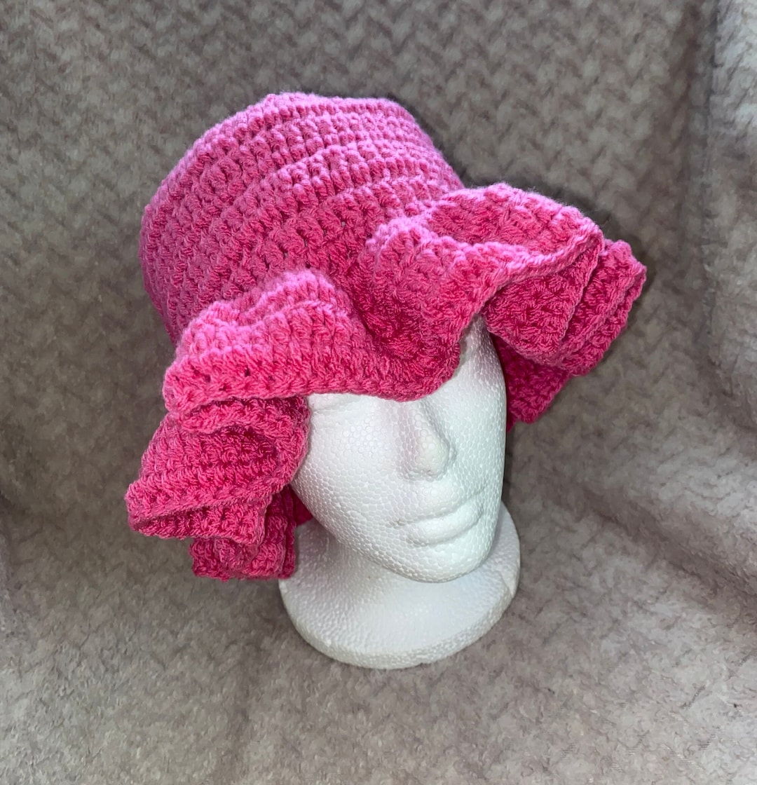 Pink Crochet Ruffles Handmade Pink Crochet Ruffle Hat - Etsy