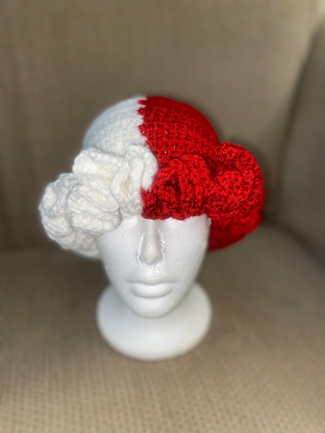 Hat Ruffles Red Red & White Crochet Ruffle Hat - Etsy