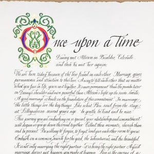 Custom Calligraphy Letter, Personalized Artwork for Anniversary Gift, Wedding Present, Wedding Vows, Mothers Day Letter, Love Note, Wall Art